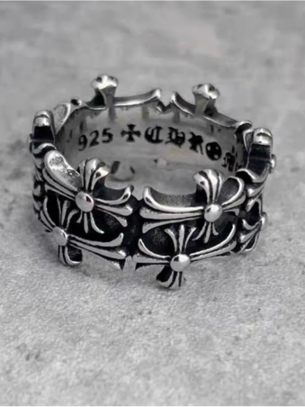 Chrome Hearts Cross Crown Ring - Blackened Silver Tone - Picture 9 of 11